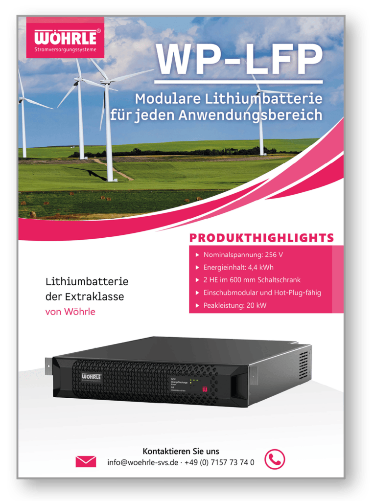 Modular lithium battery in the control cabinet plug-in unit